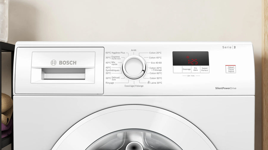 Lave-linge hublot Bosch WGE02407FR blanc de 7 kg à chargement frontal, vue 2