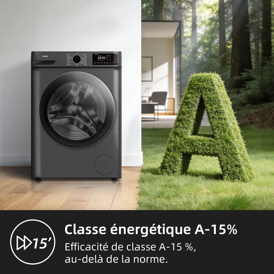 Lave-linge hublot CHiQ JW85883G 8 kg gris foncé, vue 7