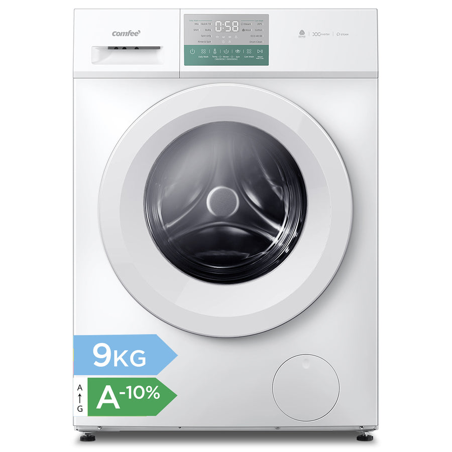 Lave-linge hublot Comfee' CFP03EW90W-HR 9 kg blanc, pose libre, vue 2