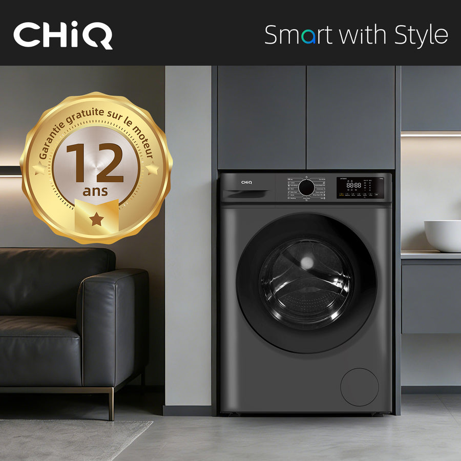 Lave-linge hublot CHiQ JW105883G 10 kg gris foncé, vue 5