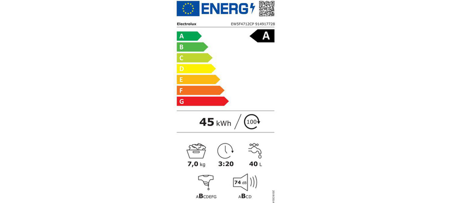 Lave-linge hublot blanc Electrolux EW5F4712CP 7 kg, vue 8