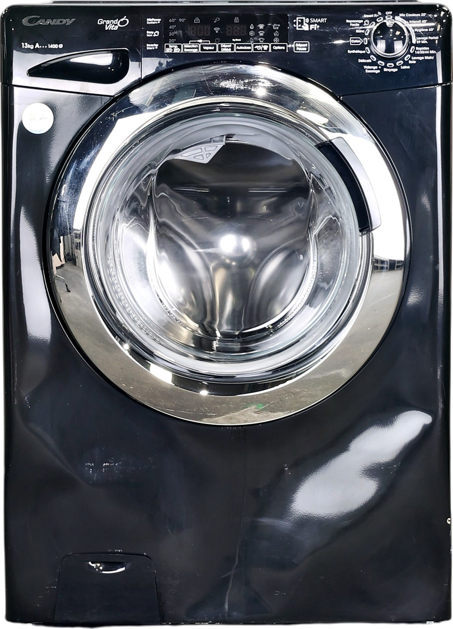 Lave-linge hublot noir Candy GVD1413TWHC3B-47 13 kg, hublot chrome