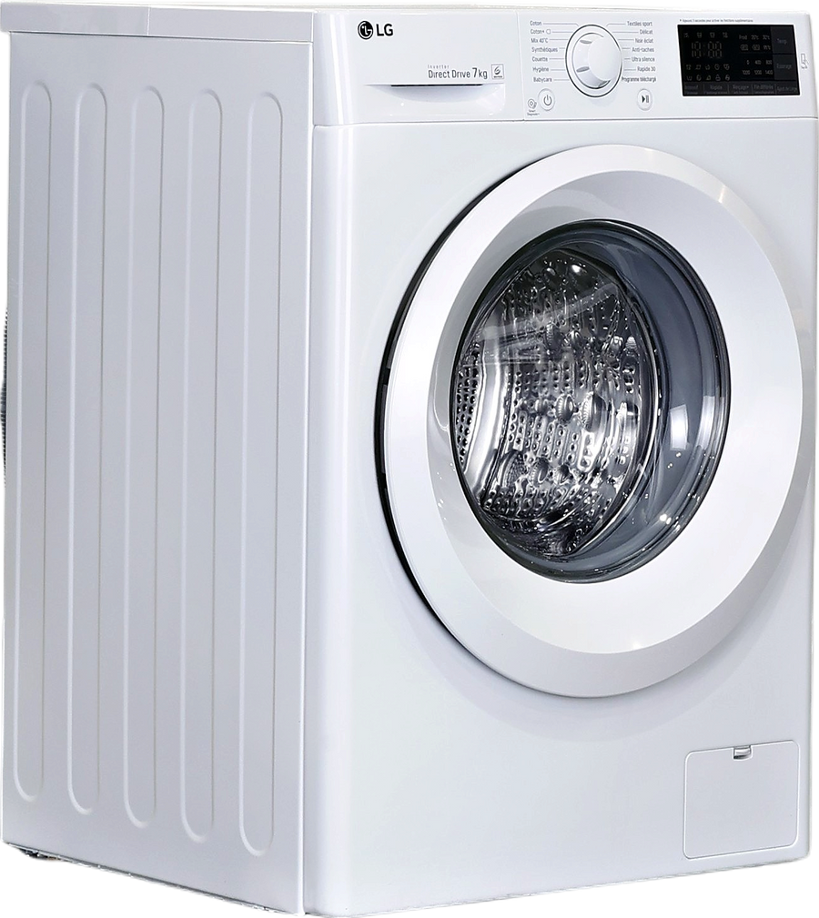 Lave-linge hublot blanc LG F74J60WHW 7 kg vu de face, vue 2