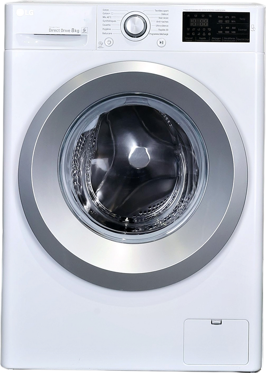Lave-linge hublot blanc LG F84J54WH 8 kg vu de face