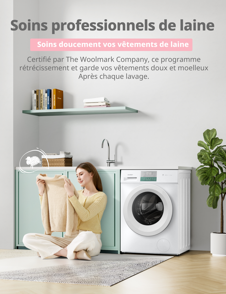 Lave-linge hublot Comfee' CFP03EW80W-HR 8 kg blanc, vue 5
