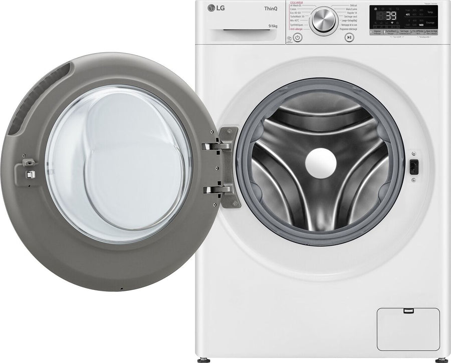 Lave-linge séchant blanc LG F964R71WRST 9 kg vu de face, vue 2