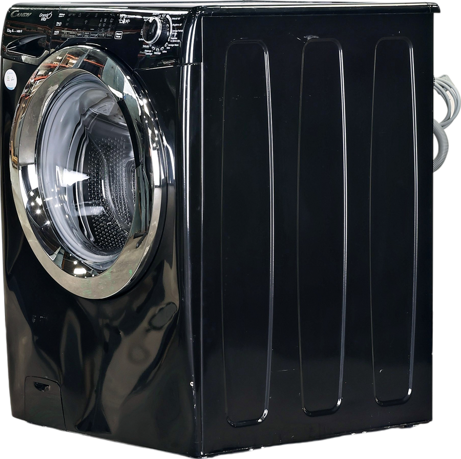 Lave-linge hublot noir Candy GVD1413TWHC3B-47 13 kg, hublot chrome, vue 3