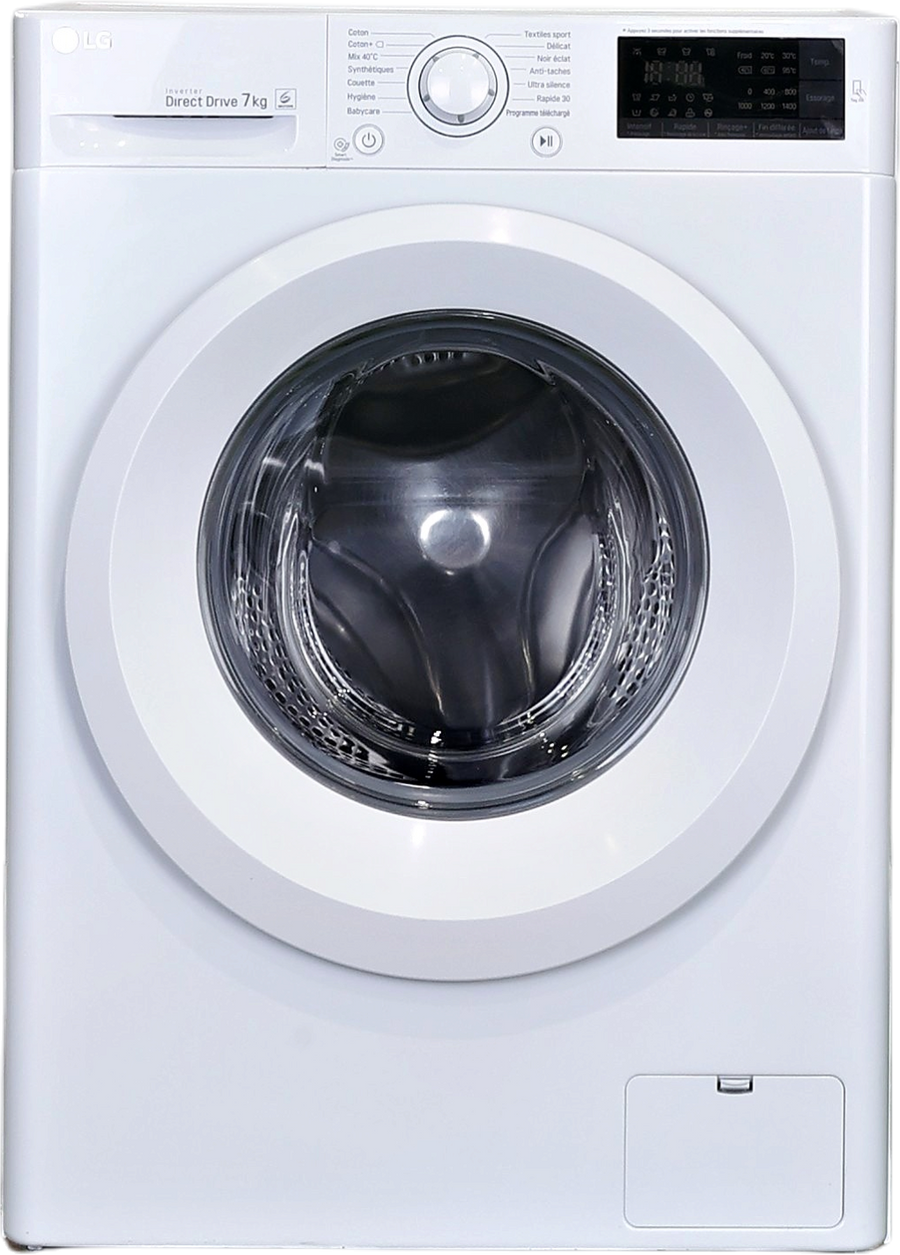 Lave-linge hublot blanc LG F74J60WHW 7 kg vu de face