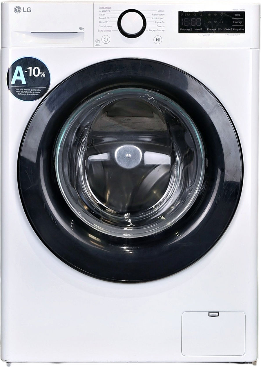 Lave-linge hublot blanc LG F94R35WHS 9 kg vu de face