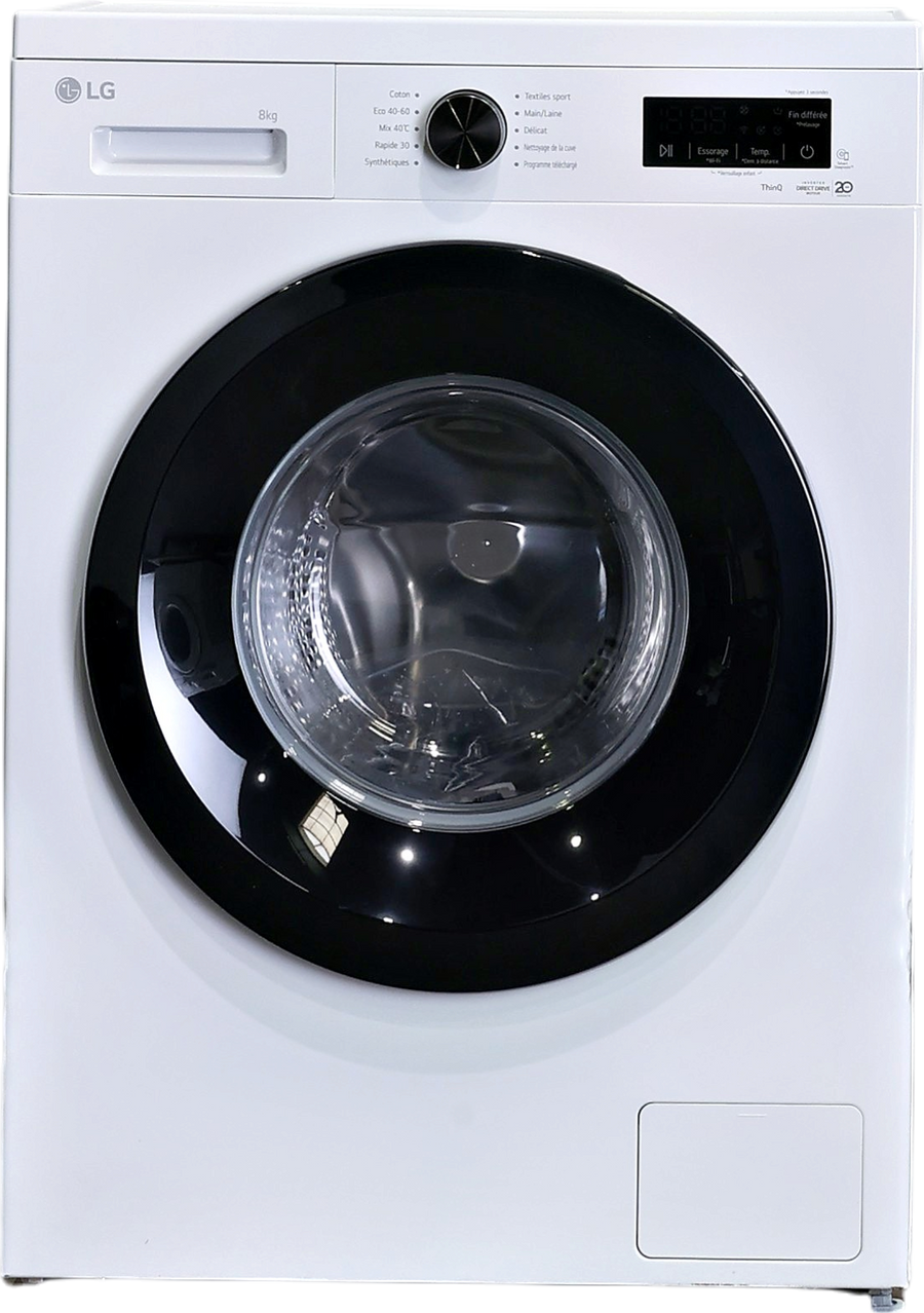 Lave-linge hublot blanc LG F84B15WHS 8 kg vu de face