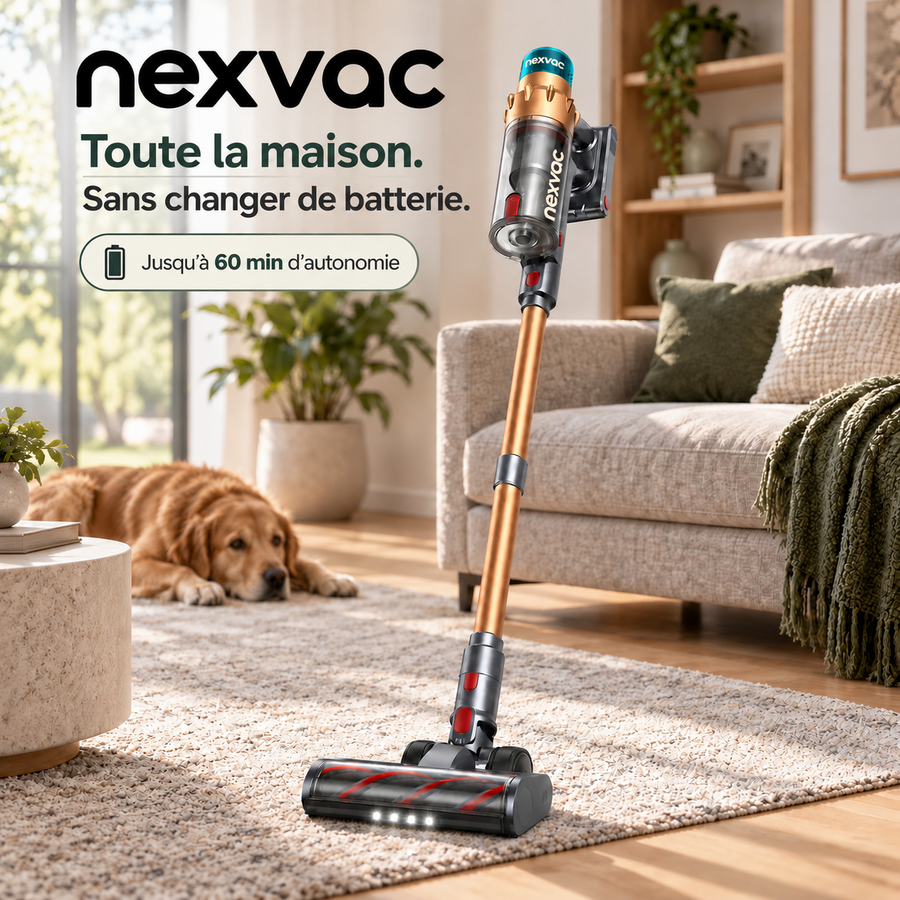 Aspirateur balai sans fil Nexvac V18 avec écran tactile couleur