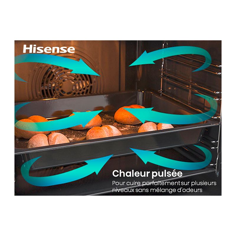 Four encastrable vapeur Hisense BSA 66333 PG 77 L noir avec rails télescopiques, vue 6