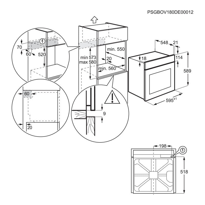 Four encastrable pyrolyse Electrolux EOF4P56H 72 L noir avec rails télescopiques, vue 5