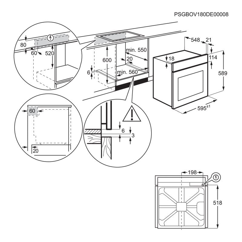 Four encastrable pyrolyse Electrolux EOF4P56H 72 L noir avec rails télescopiques, vue 6