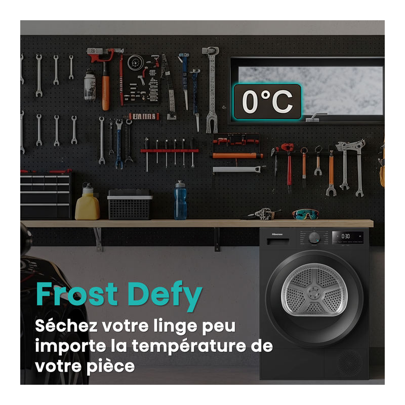 Sèche-linge pompe à chaleur Hisense DH1I900UBDC 9 kg à hublot, vue 5