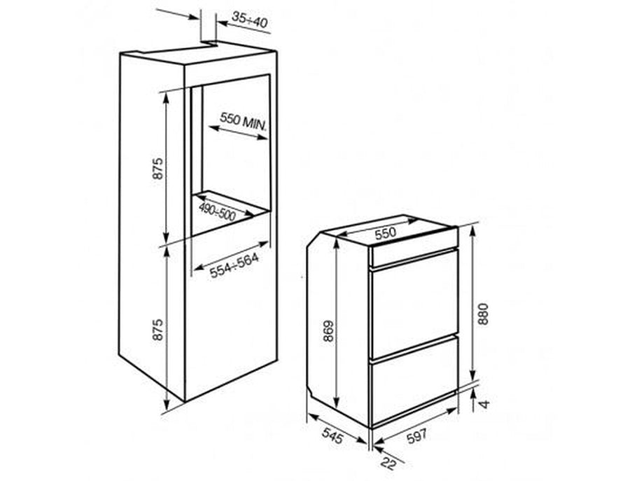 Four double encastrable Smeg DOSP6390X inox anti-traces, 70 L et 35 L, vue 3