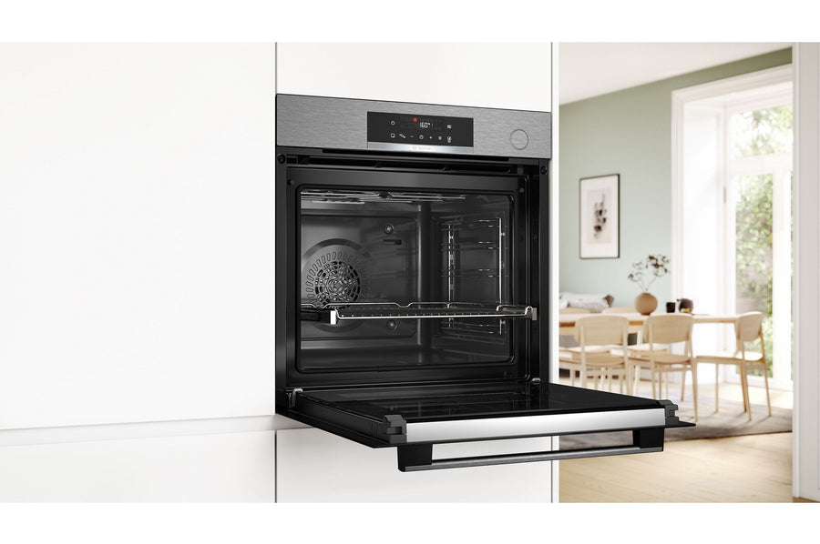 Four encastrable Bosch HRG572ES3 noir inox avec écran tactile LED, vue 4