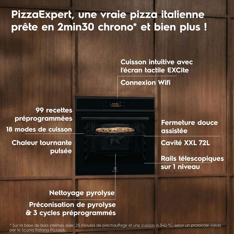 Four encastrable pyrolyse Electrolux EOX8P38WH noir, porte en verre, vue 4