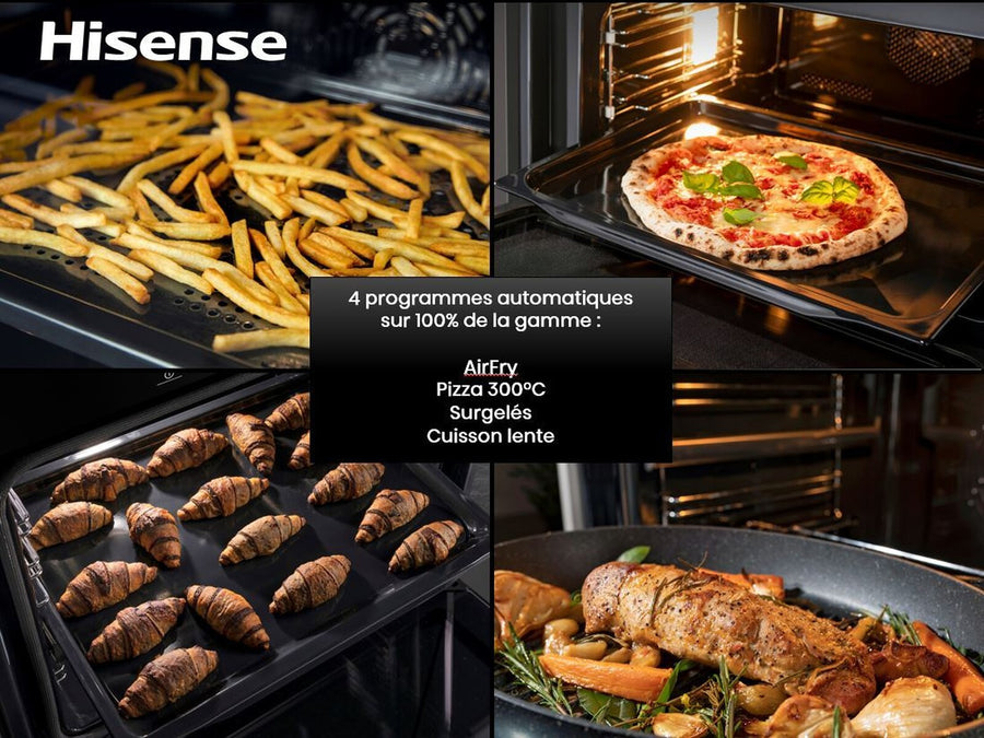 Four encastrable pyrolyse Hisense BI64223EPMB noir mat, bandeau en verre, vue 5