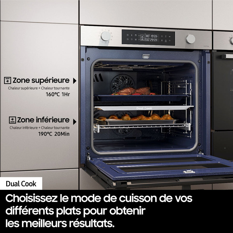 Four encastrable double cavité Samsung NV7B5675WAK en verre noir Bespoke, vue 2