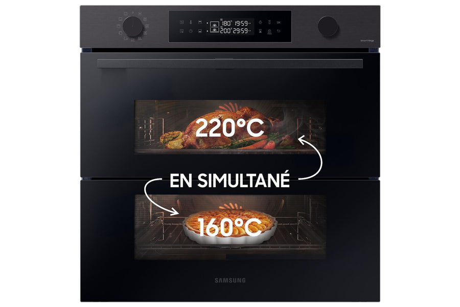 Four encastrable double cavité Samsung NV7B4550UAB à porte Dual Cook Flex