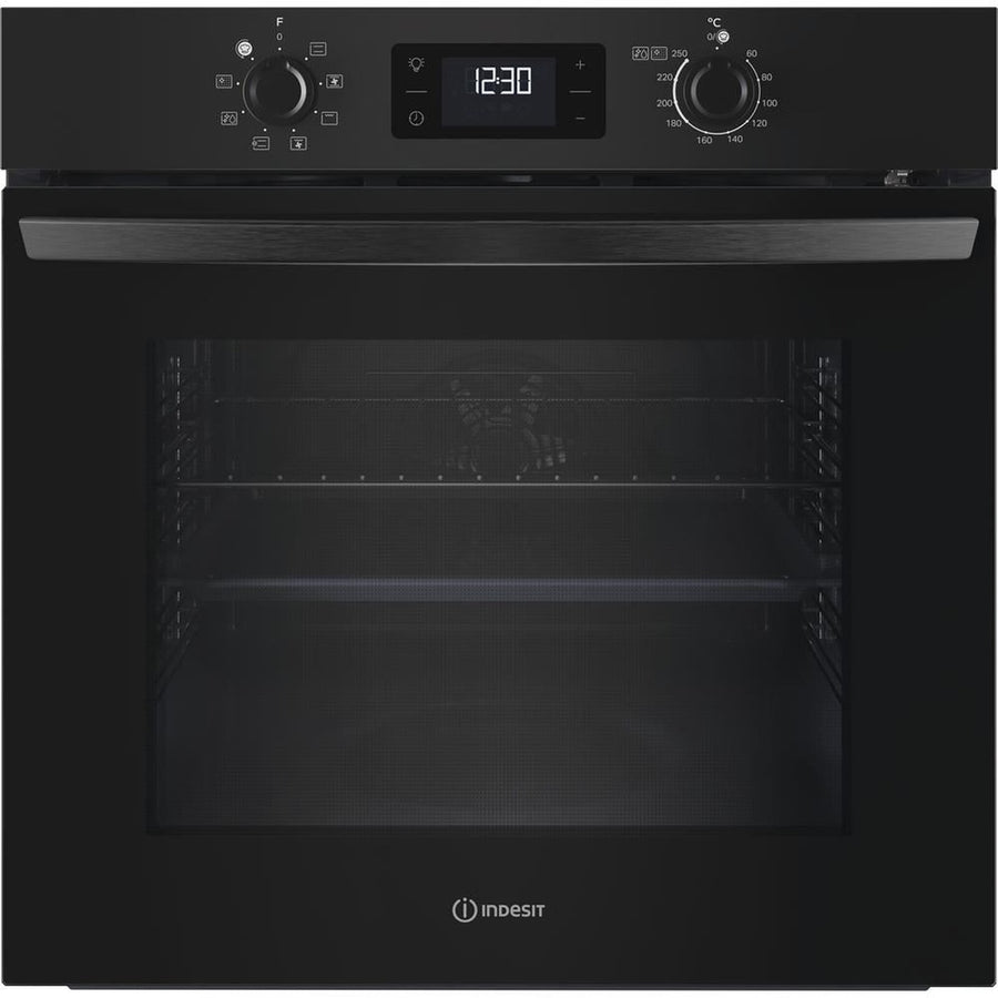 Four encastrable pyrolyse Indesit IO275PB en verre noir, 71 L