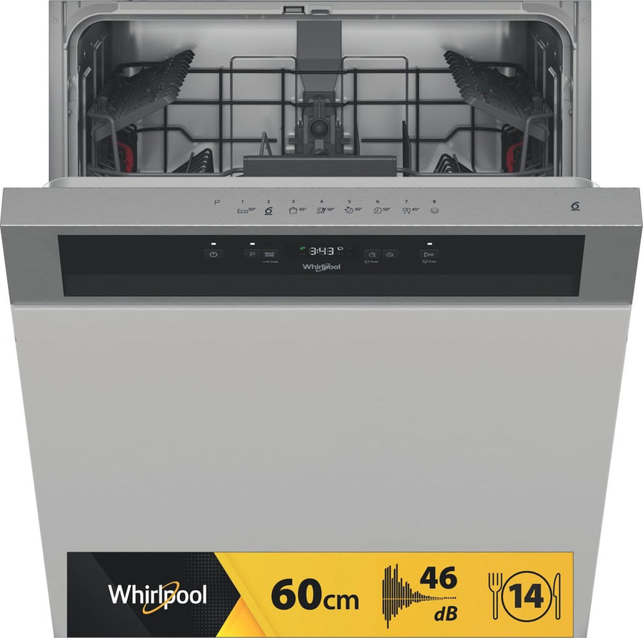 Lave-vaisselle semi-intégrable Whirlpool WBC3C26X inox 14 couverts, 60 cm